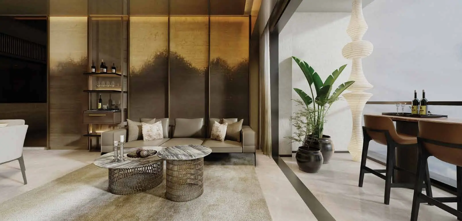 Artist’s impression of a living area interior at One Marina Gardens